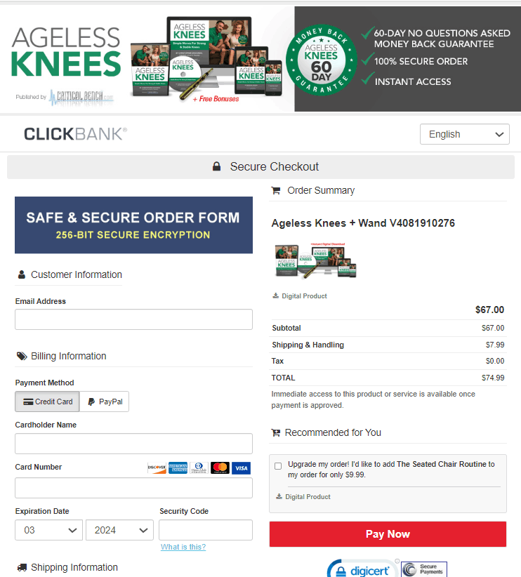 Ageless Knees order-page